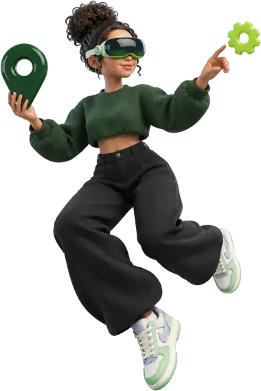 Illustration of a Techy Toes character holding a map pin